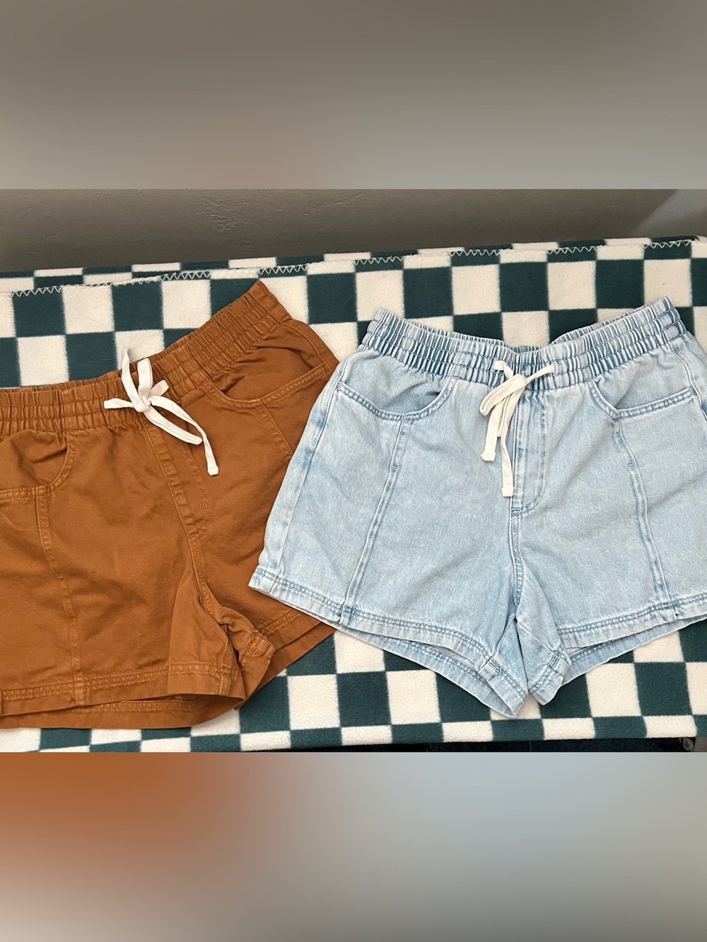 Two Pair of Denim Drawstring Shorts